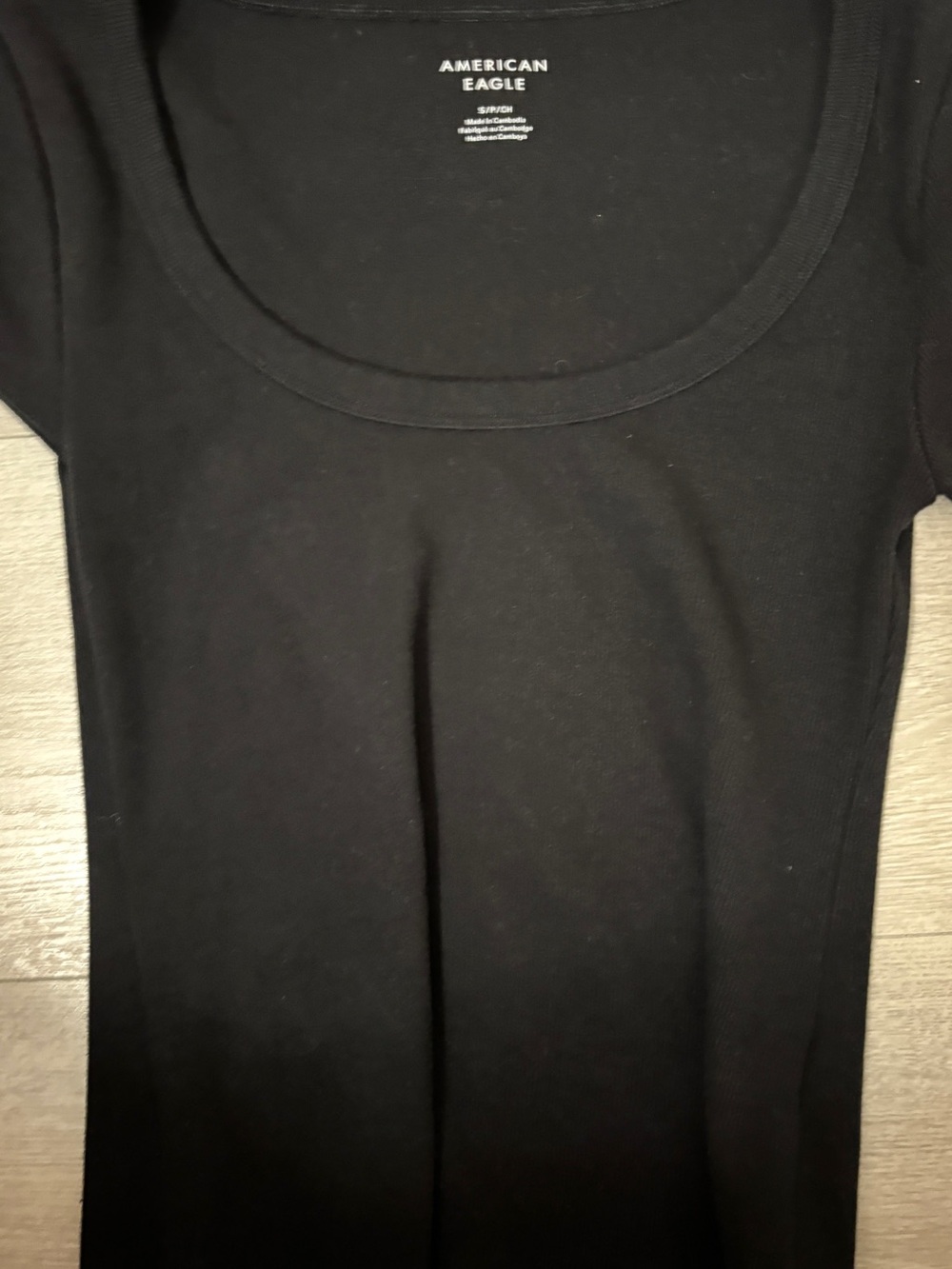American Eagle Outfitters Black Scoop-Neck short sleeve